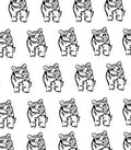 Playful Tiger Cub Silhouette Repeating Pattern Rug