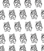 Playful Tiger Cub Silhouette Repeating Pattern Rug