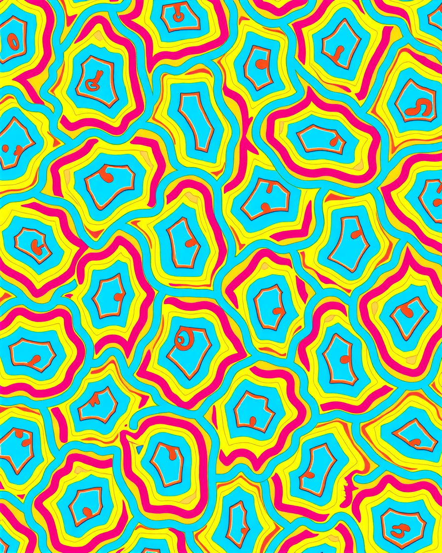 Vibrant Yellow Pink Blue Agate Rug