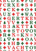 Red Green Alphabet Snowflakes Rug
