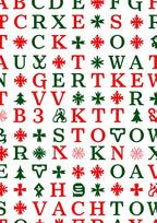 Red Green Alphabet Snowflakes Rug