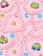 Pink Cartoon Maze Adventure Cars Rug