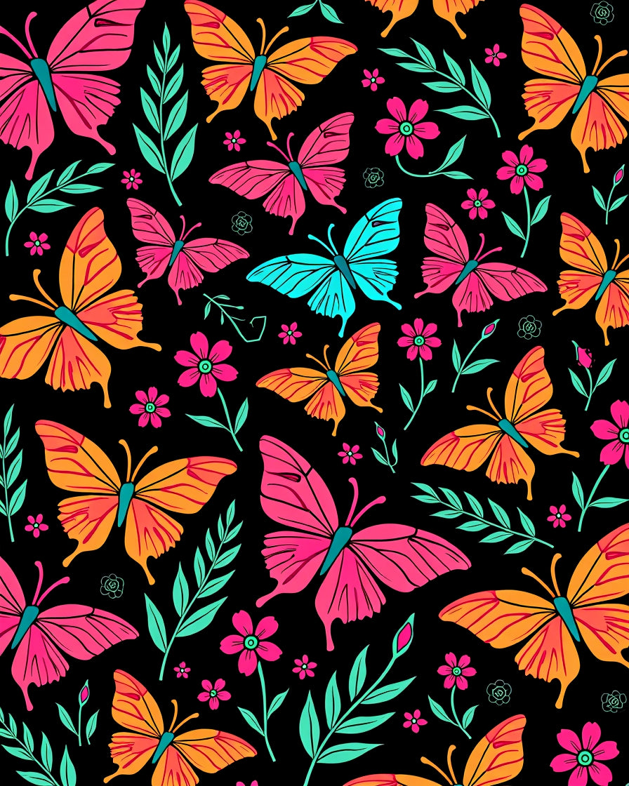 Vibrant Butterfly Garden Floral Spread Rug