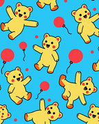 Playful Yellow Teddy Bears Red Balloons Rug