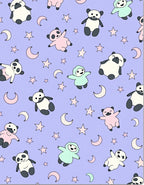 Whimsical Panda Moon Stars Lavender Rug