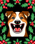 Happy Holiday Dog With Holly Border Rug