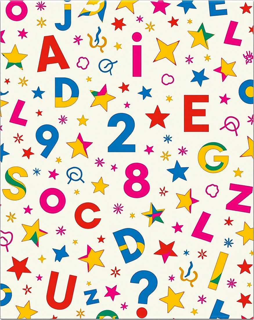 Retro Alphabet and Stars Scatter Rug