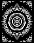 Black White Sunburst Mandala Corner Accents Rug