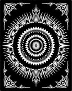 Black White Sunburst Mandala Corner Accents Rug