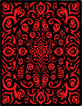 Crimson Black Ornate Swirl Rug