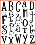 Black White Alphabet Collage Whimsy Rug
