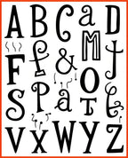 Black White Alphabet Collage Whimsy Rug