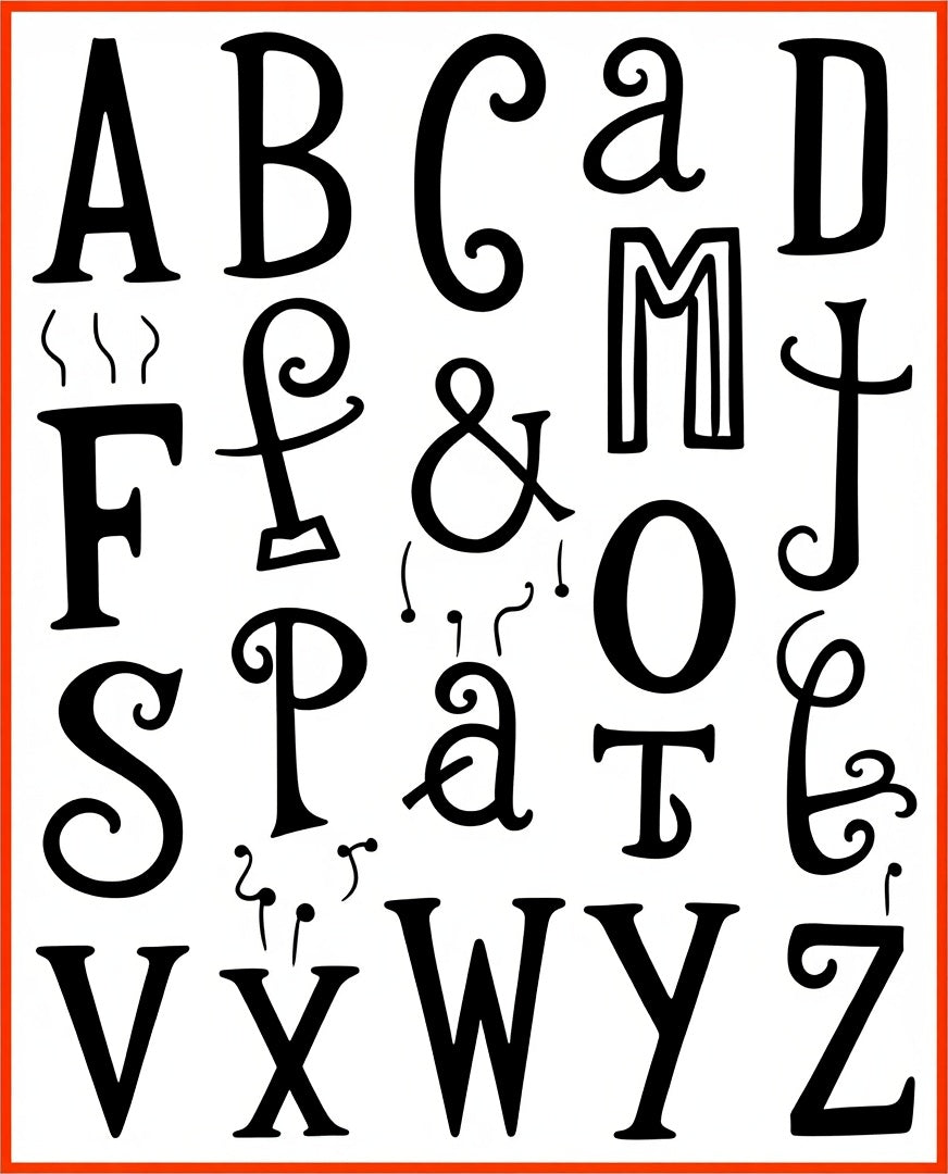 Black White Alphabet Collage Whimsy Rug