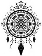 Ornate Black Mandala Dream Catcher Rug