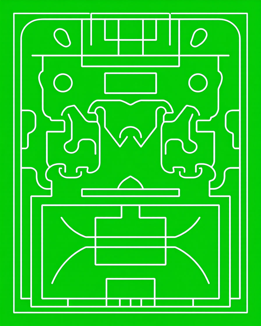 Graphic Green White Line Soccer Field Rug