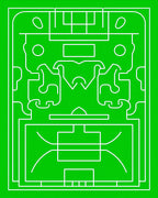 Graphic Green White Line Soccer Field Rug