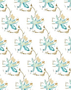 Abstract Teal Blossom In Tan Strokes Rug