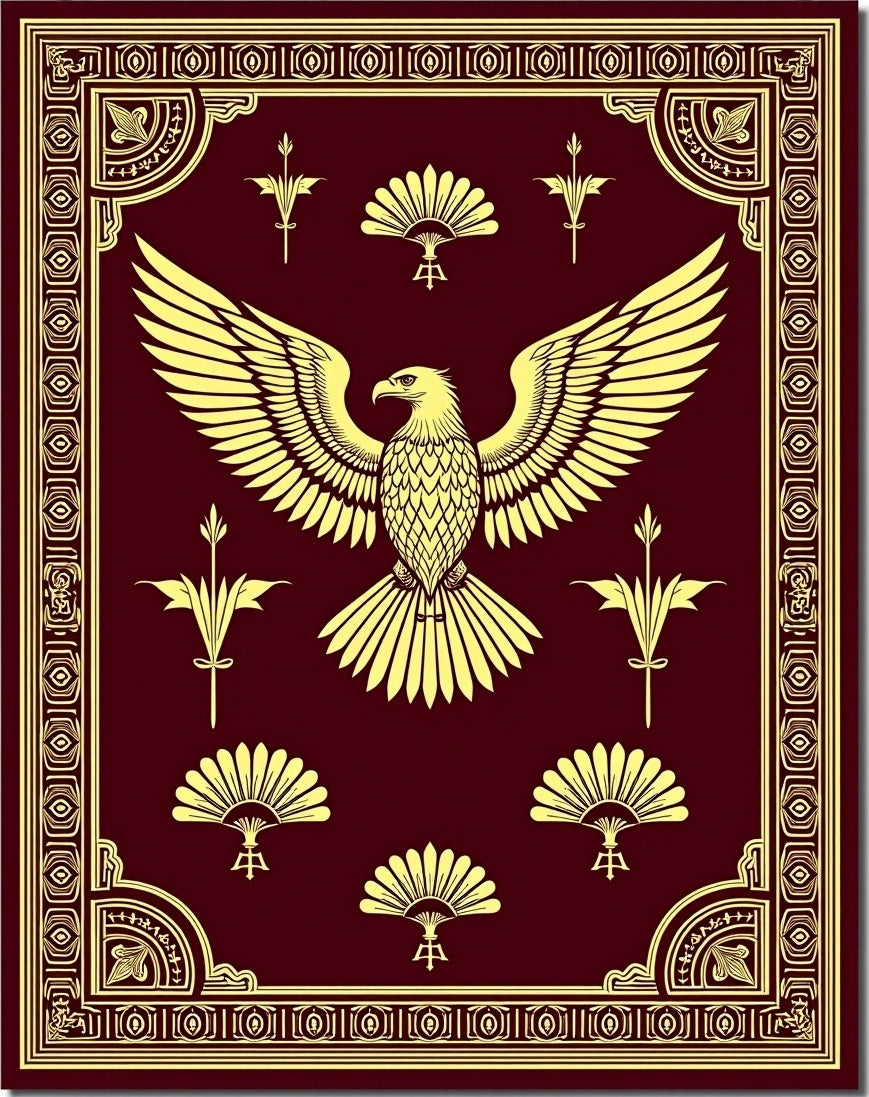Majestic Eagle Golden Maroon Framing Rug