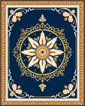 Navy Gold Floral Medallion Manor Rug