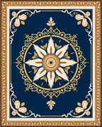 Navy Gold Floral Medallion Manor Rug