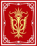 Crimson Yellow Elaborate Scrollwork Medallion Rug