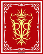 Crimson Yellow Elaborate Scrollwork Medallion Rug