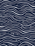 Navy White Wavy Stream Lines Rug