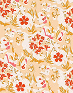 Red Orange Floral Abstract Swirl Rug