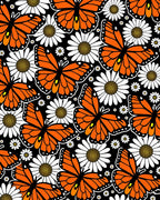 Orange Butterfly Daisy Garden Rug
