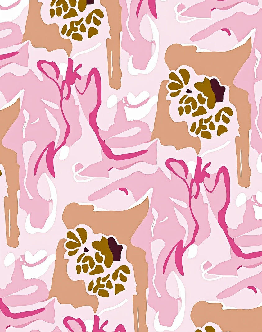 Pastel Pink Abstract Floral Swirl Rug