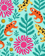 Aqua Yellow Orange Salamander Floral Rug