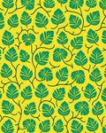 Bold Green Leaf Vines Yellow Rug