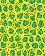 Bold Green Leaf Vines Yellow Rug