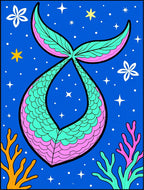 Aqua Pink Mermaid Tail Starry Ocean Rug