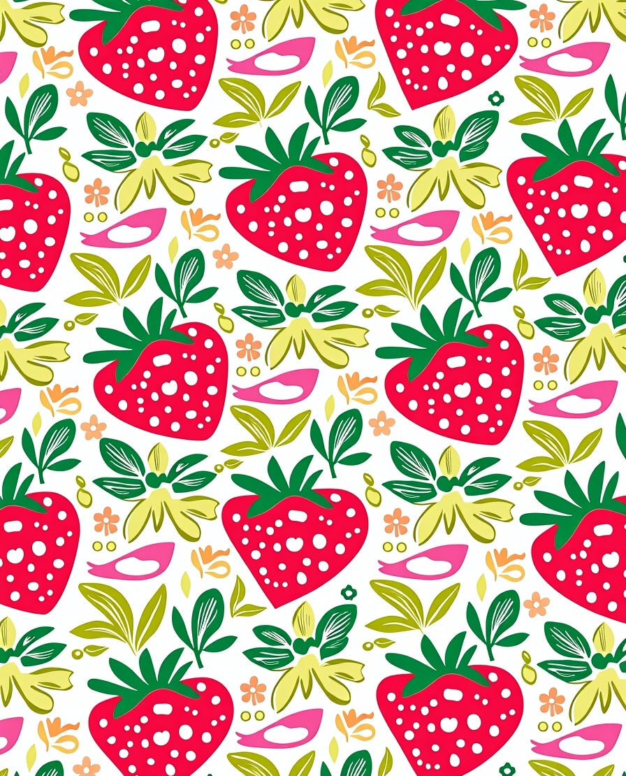 Whimsical Red Strawberry Floral Burst Rug