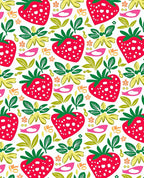 Whimsical Red Strawberry Floral Burst Rug