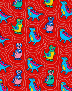 Playful Blue Pink Green Dinosaur Repeat Rug