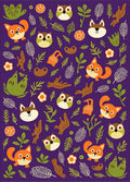 Cute Fox Owl Forest Garden Pillow Rug
