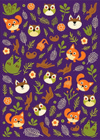 Cute Fox Owl Forest Garden Pillow Rug