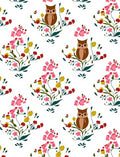 Whimsical Owl Pink Floral Meadow Rug