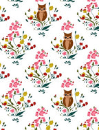 Whimsical Owl Pink Floral Meadow Rug