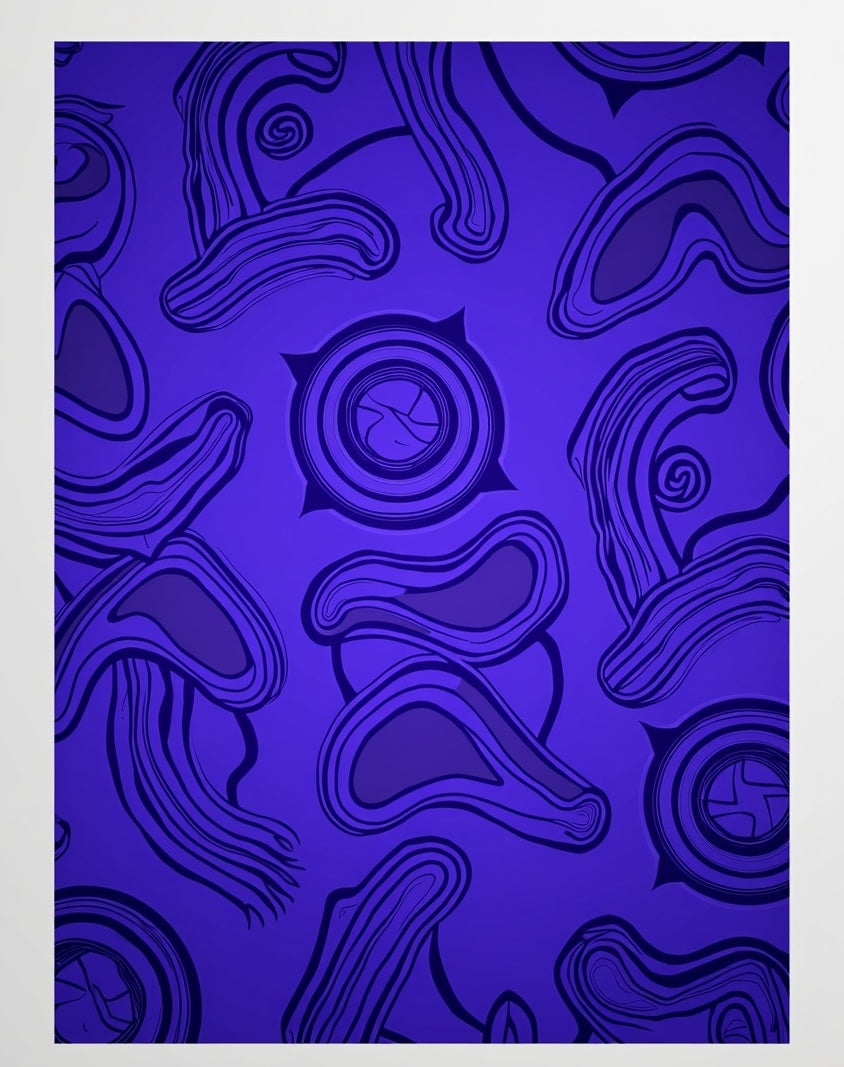 Electric Blue Organic Swirl Rug