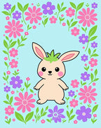 Cute Bunny Surrounded By Spring Flowers Rug