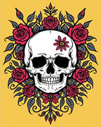 Crimson Skull Flower Garland Rug
