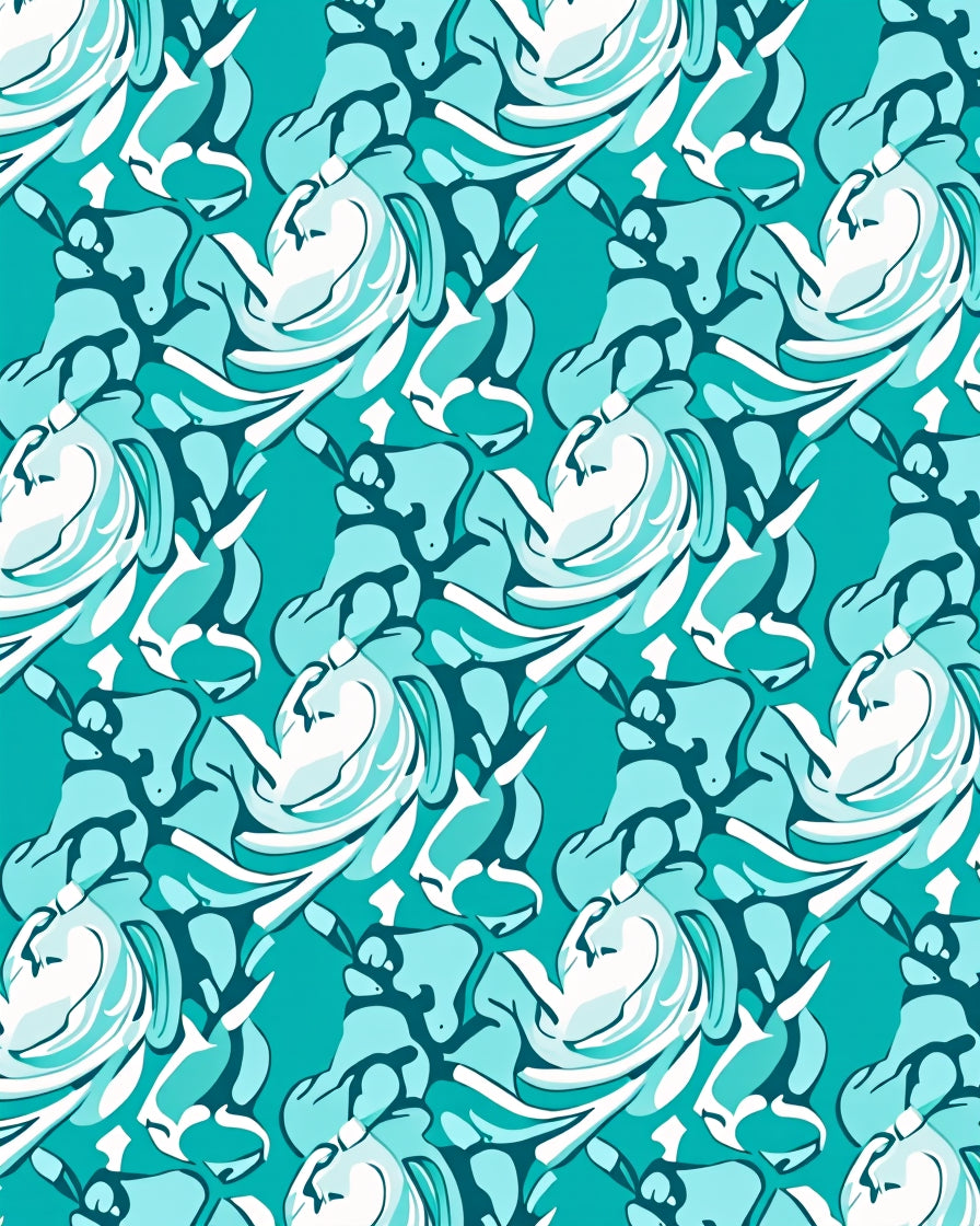 Teal Swirl Abstract Flowing Shapes Rug