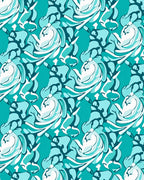 Teal Swirl Abstract Flowing Shapes Rug