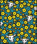 Whimsical Yellow Cow Floral Field Rug