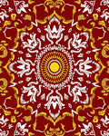Deep Crimson Yellow Floral Mandala Rug