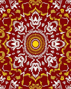 Deep Crimson Yellow Floral Mandala Rug