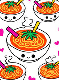 Kawaii Red Noodle Soup Hearts Rug